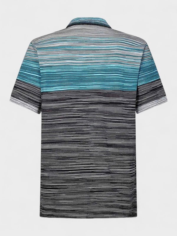 Missoni Space Dye Short Sleeve Polo Shirt Blue