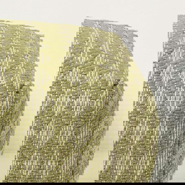 HOMESCAPES Lima Handwoven Textured Green Pouffe Bean Cube