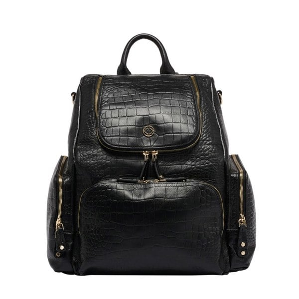 KeriKit England Amber Embossed Leather Backpack - Black