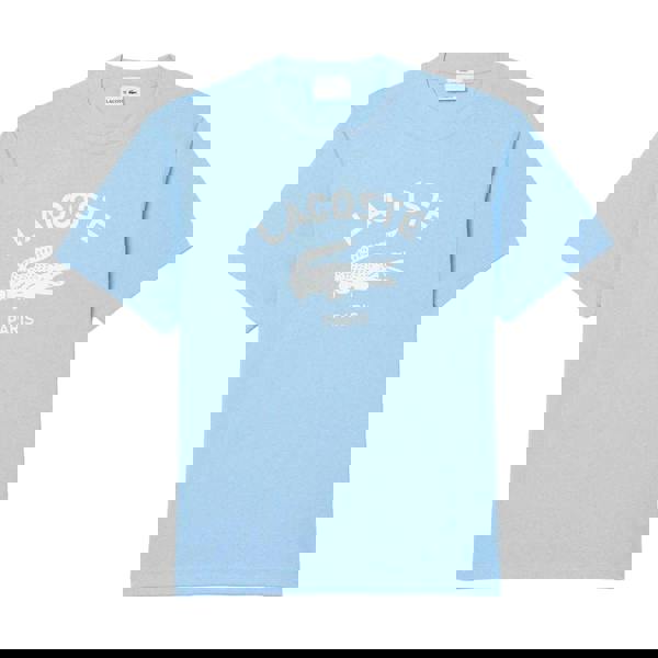 Lacoste Unisex Adult Printed Signature Cotton T-Shirt - Light Blue