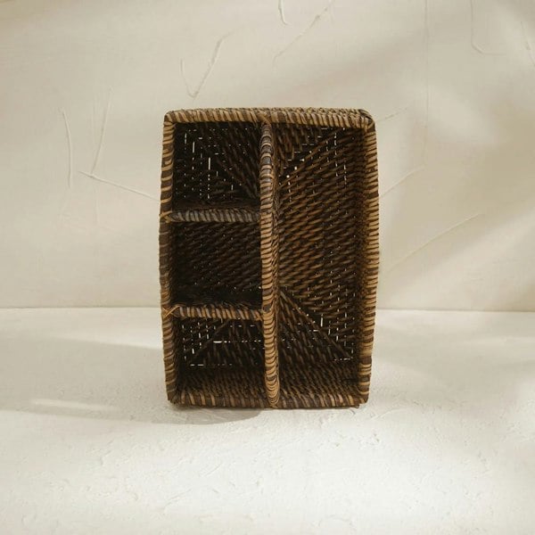 Rattan Condiment and Cutlery Basket Holder - Coastal Villa Homeware