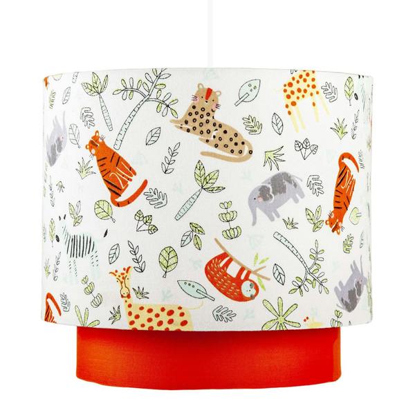 Safari Animals Childrens Pendant Light Shade with Double Tier Design Image 5