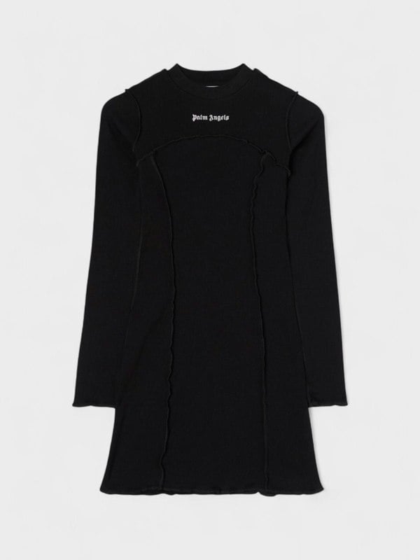 Palm Angels Logo Dress Long Sleeve Black - Supplied FashionPalm Angels