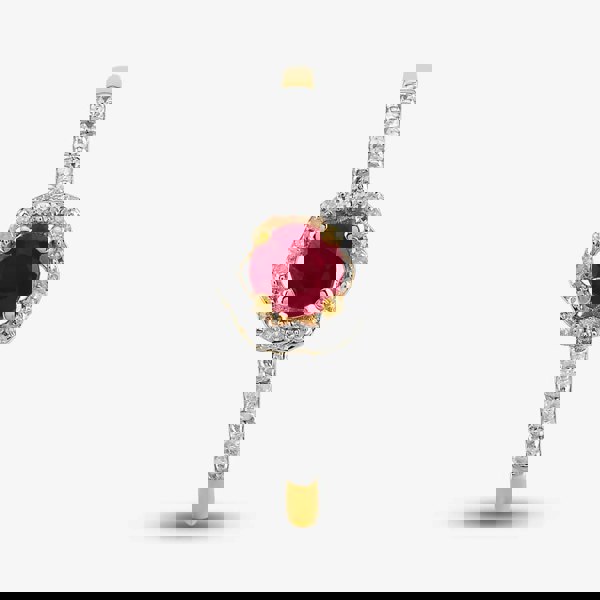 T. H. Baker 9ct Yellow Gold Ruby & Diamond Halo Ring OJR1701-R