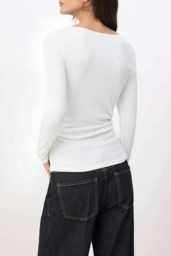 WOVCOR Regular Cowl Neck Long Sleeved Soft Knit Blouse