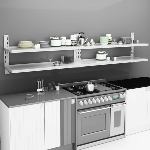 Berkfield 2-Tier Floating Wall Shelves 2 pcs Stainless Steel 300x30 cm