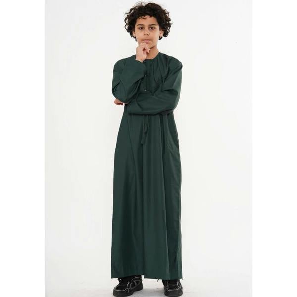 HM11 - Boy's Thobe Emirati Omani Bobble Button String Tassel - Green - Thobez - 19