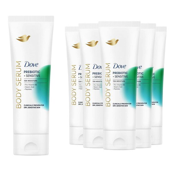 Dove Prebiotic Sensitive Body Serum 6 Pack, Pro Vitamin B5 & Peptides, 6x200ml