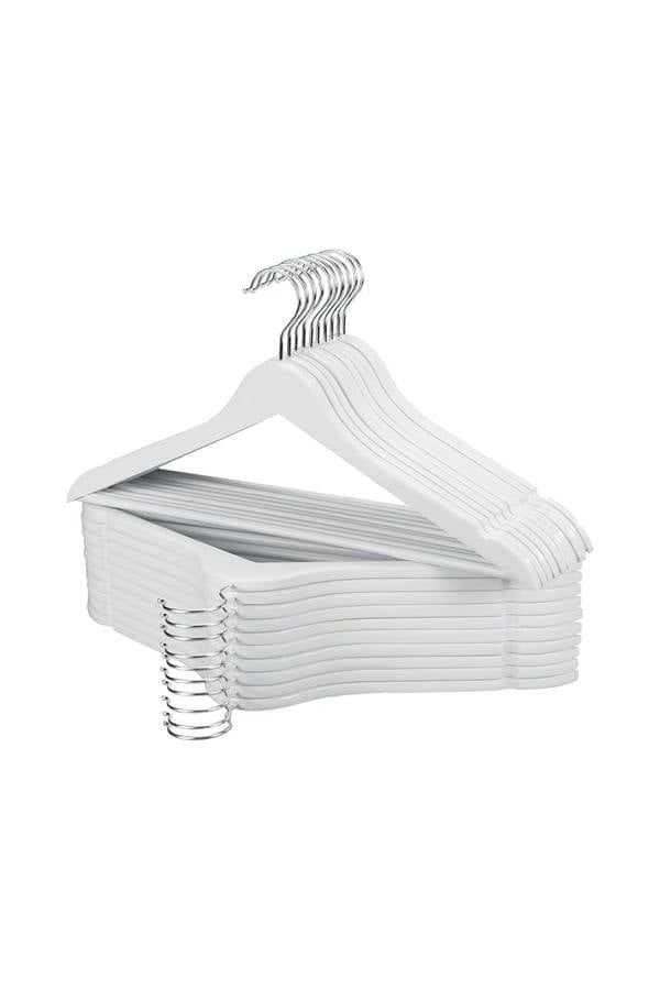 Dyzi 20 Pack Wooden Clothes Hangers With Non Slip Bar