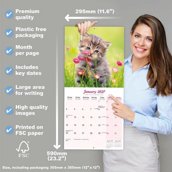 Kittens Calendar 2027, Wall Calendars, Month To View, Cats, Gift