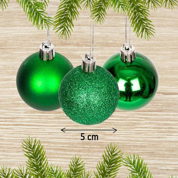 Shatchi 5cm Shatterproof Dark Green Christmas Bauble Set, 9 or 18 Piece Festive Tree Decorations