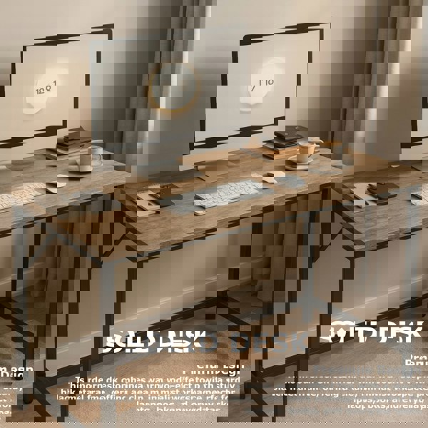 Storvo Industrial Large 120CM Wide Computer Desk For Home Office Workstation