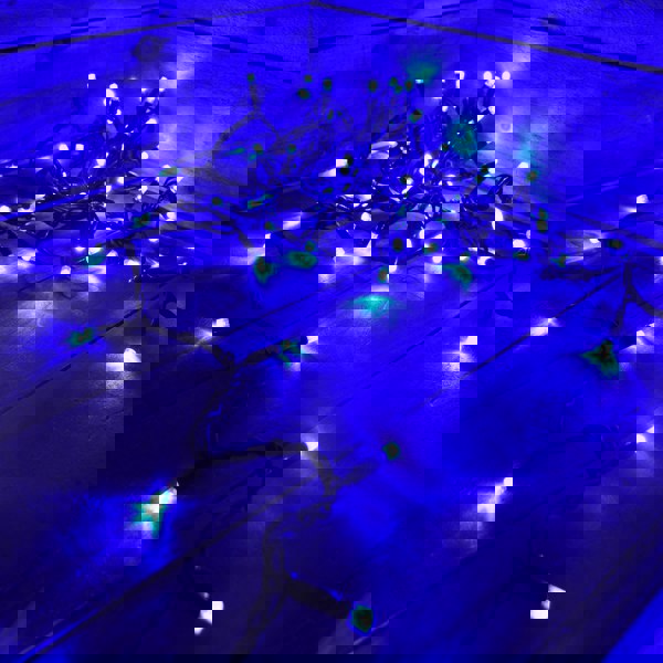 Samuel Alexander 300 Electric Blue LED Super-Long 29.9m Connectable Lights on a Black Cable