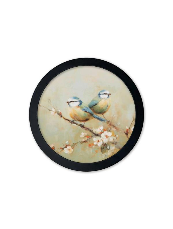 Exceptional Art Garden Birds - 30cm Black Round Box Frame