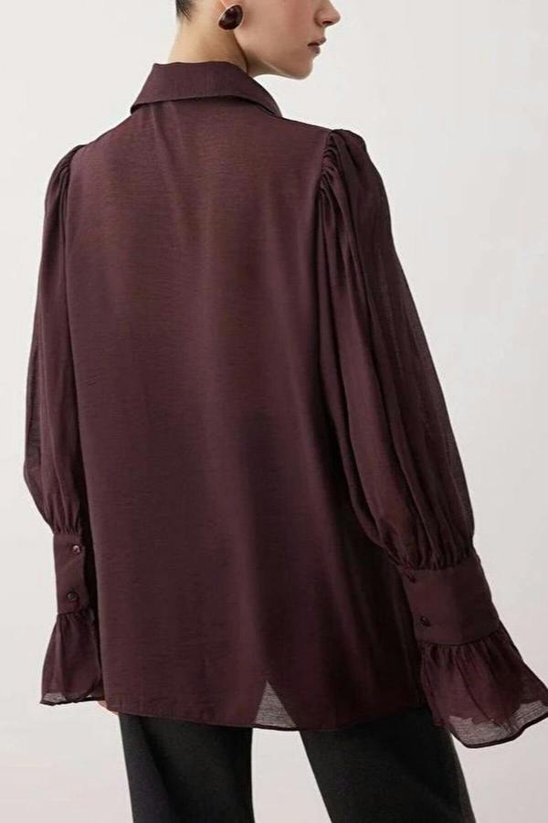 WOVCOR Transparent Soft Feel Boho Shirt with Tie Detail