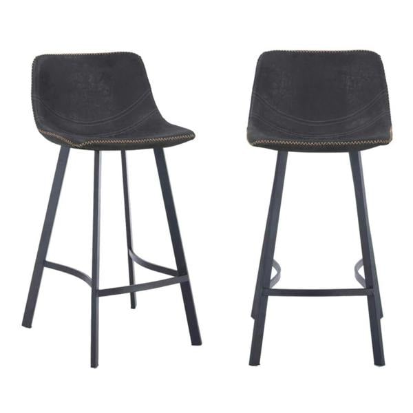 Lamboro Antico Kitchen Bar Stools Pair Black, Adjustable Swivel Gas Lift, Chrome Base, For Breakfast Bar Or Kitchen