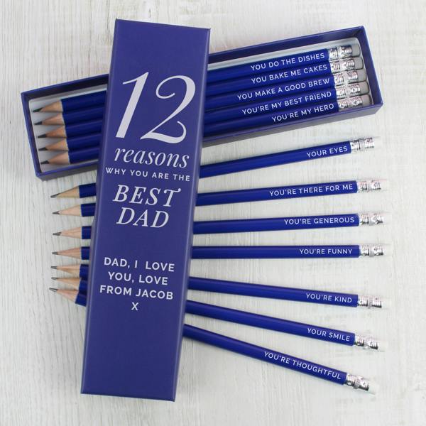 Abode Home & Gifts Personalised Blue '12 Reasons' Box And 12 Pencils