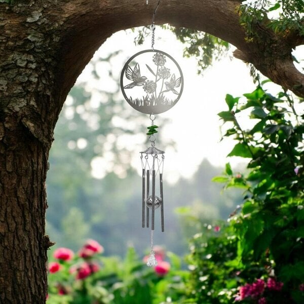 EDH Door Hardware Bird Stainless Steel Hanging Wind Chime, Outdoor Garden Décor,Soothing Wind Bell with Nature-Inspired Design