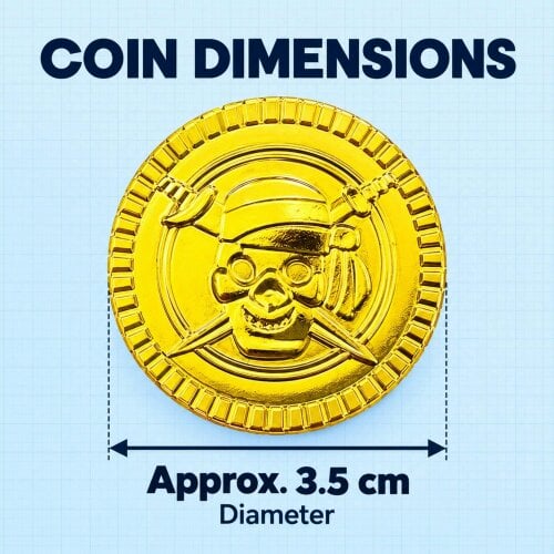 Shatchi 3.5cm Gold Pirate Coins 100 Pack Novelty Plastic Treasure Props for Party Displays