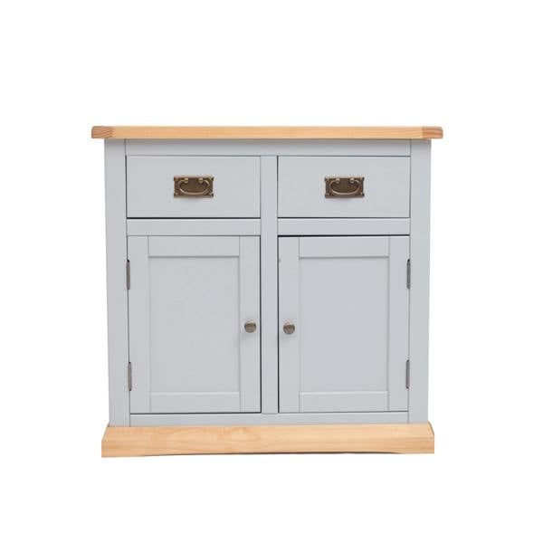 Bomporto Light Grey 2 Drawer 2 Door Sideboard Brass Drop Handle