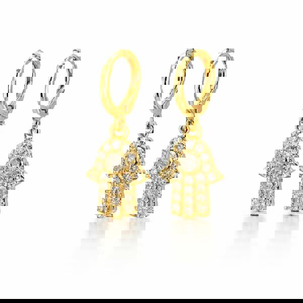 Luxe Tones Saara Luxe 18k Gold Plated Hamsa Charm Huggie Earrings