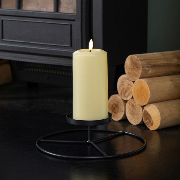 Samuel Alexander 25cm Black Round Metal Pillar Candle Ring Holder