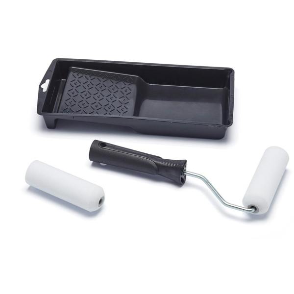 Harris Essentials Gloss 4 Inch Mini Paint Roller Set (4 Piece) - Black/White - 