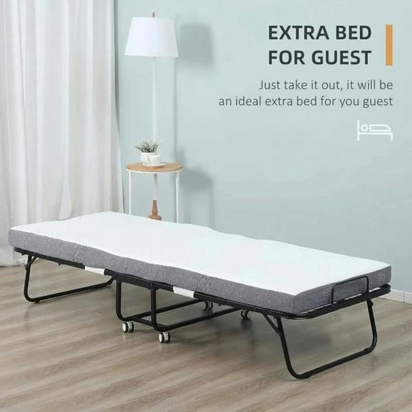 Havendro Folding Single Guest Bed Padded Foam Metal Frame Fold Up Sleeper for Home Outdoor