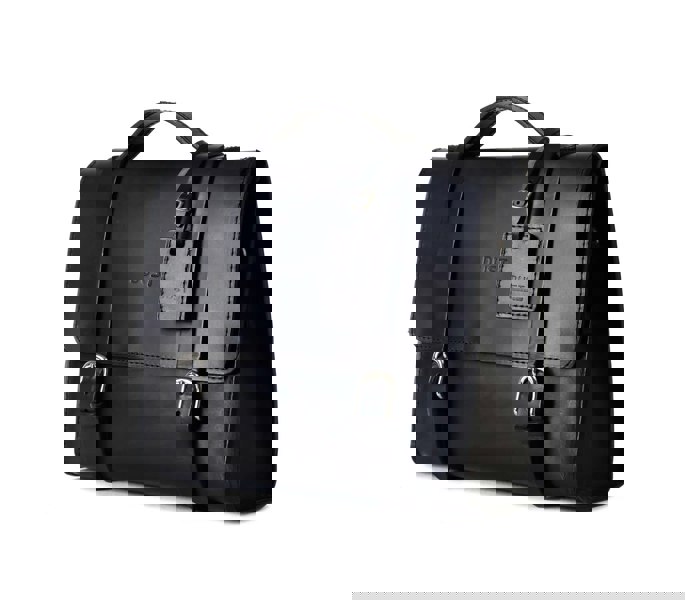 Leather Briefcase in Cuoio Black Mod 125