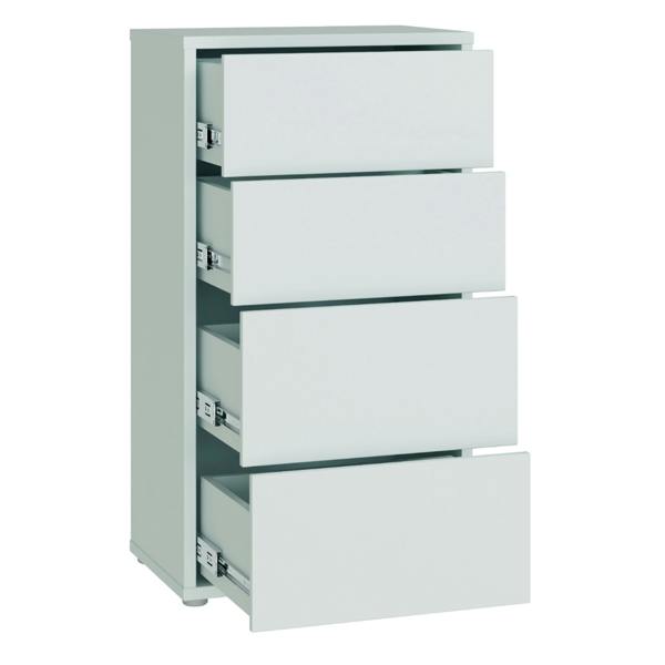 Alice Springs Tall 4 Drawer Chest with Push-to-Open Drawers in Light Grey