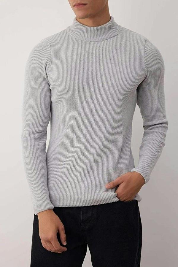 WOVCOR Half Turtleneck Ribbed Knit Men's Sweater