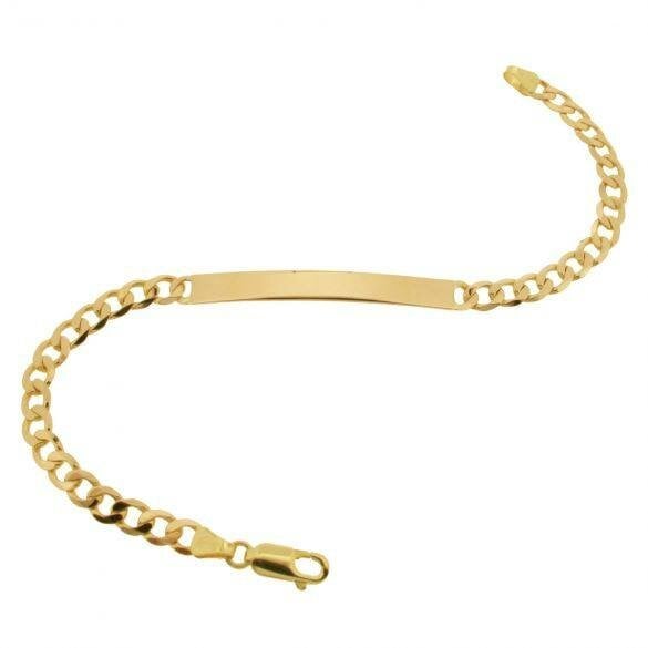Christopher James of London 9ct Yellow Gold Slimline Ladies Curb ID Bracelet With Optional Engraving
