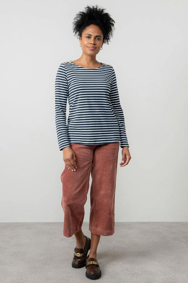 Lily & Me Isla Stretch Jumbo Cord Cropped Trousers Antique Rose