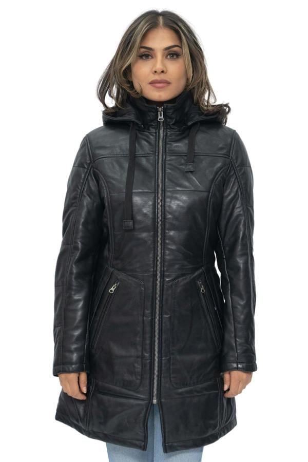 Infinity Leather Women's Leather Quilted Parka Coat-Allentown