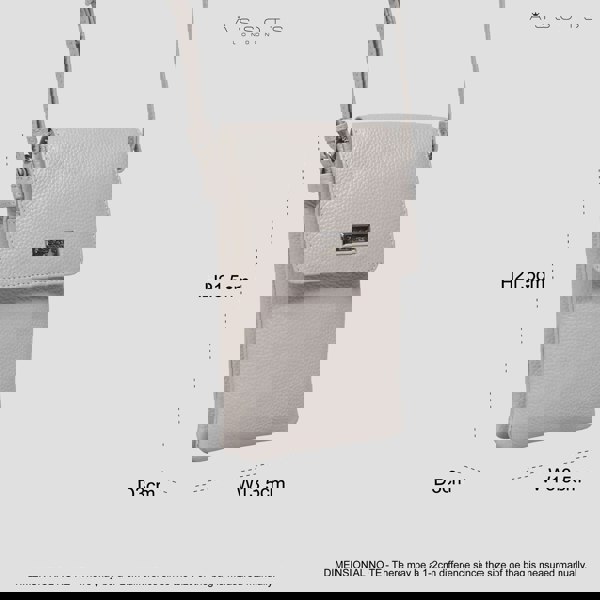 Assots London 'MARIA' Nudish Ice Grey Pebble Grain Real Leather Crossbody Phone Bag