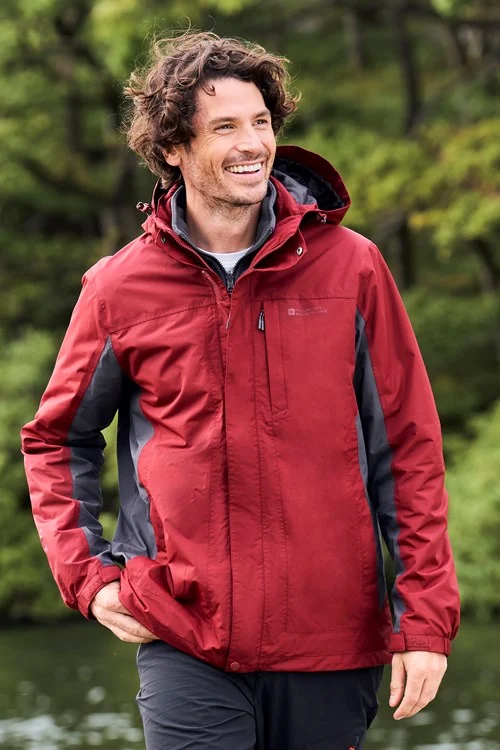 Mountain Warehouse Mens Thunderstorm 3 in 1 Waterproof Jacket - Red