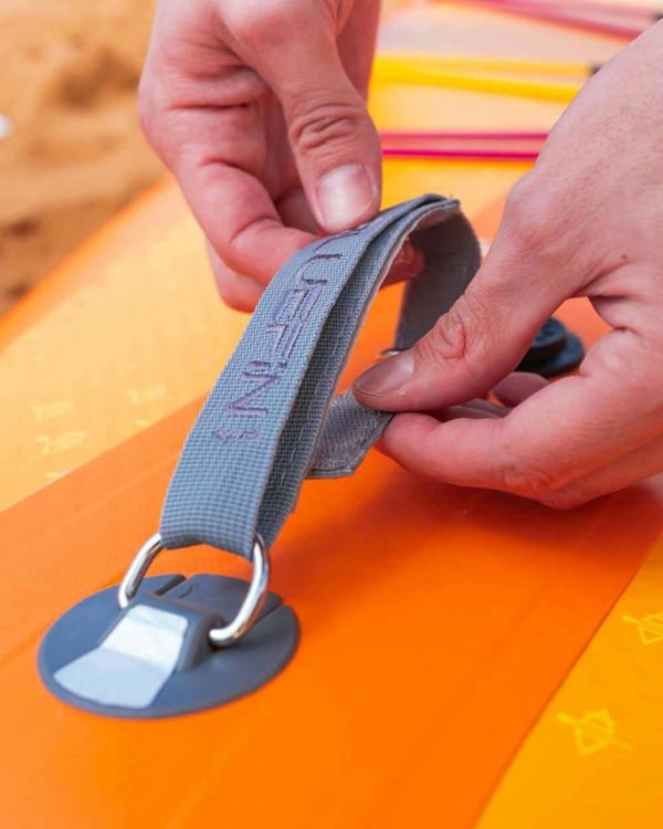 Close up shot of the Bluefin Sup carry straps for the Lite Colourway Pink Coral