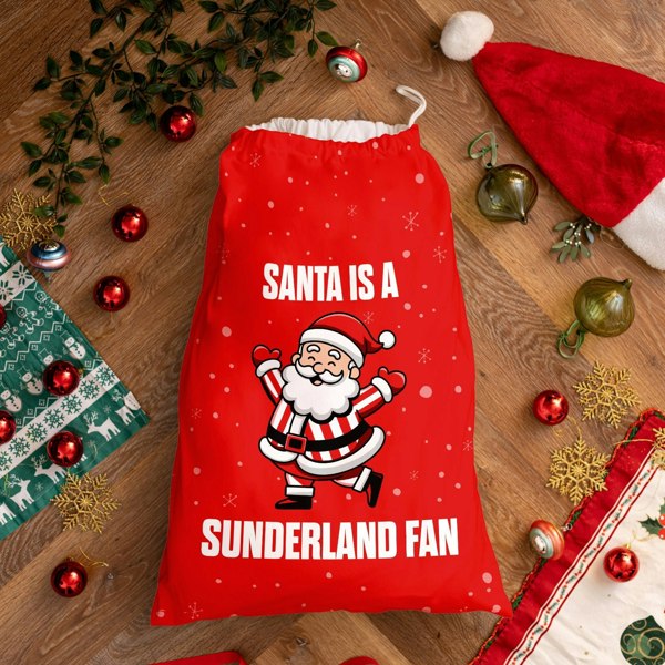 BritishmadeGifts Santa is a Sunderland Fan - Football Fan Santa Sack