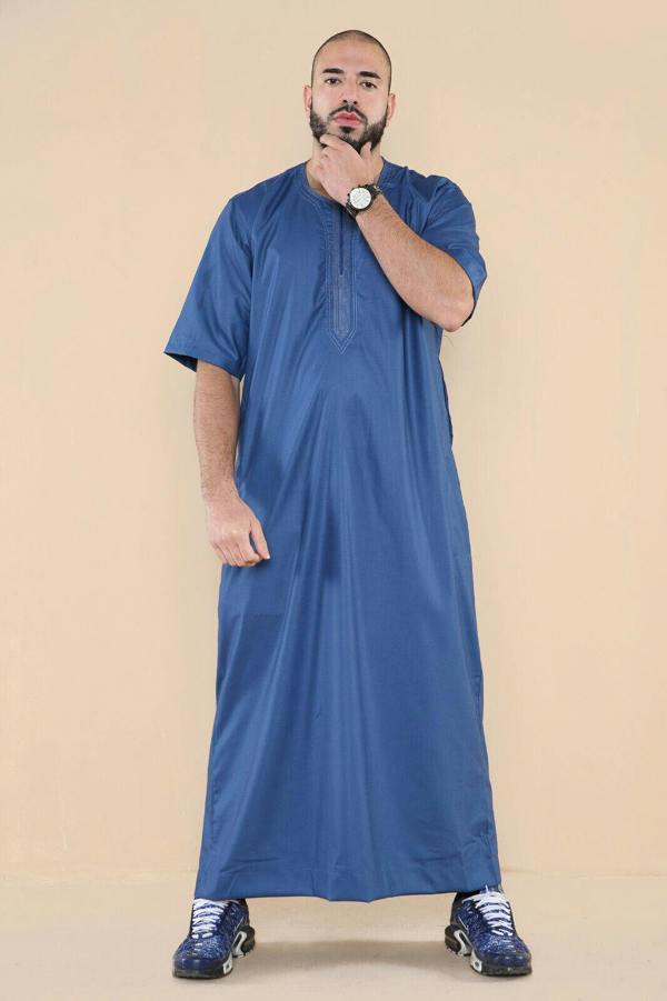 Infinity Leather Mens Thobe Jubba Islamic Arab Moroccan Saudi Zipped Kaftan Arab Robe