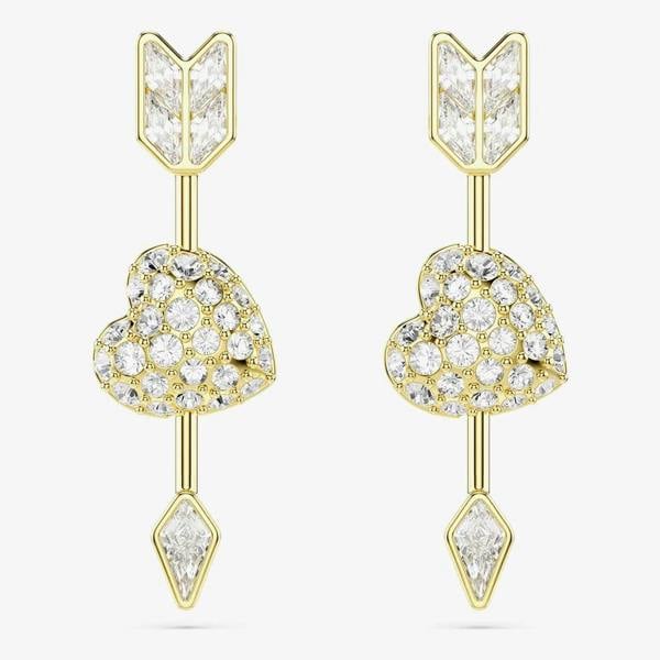 Swarovski Idyllia Gold Tone Reversible Arrow Heart Earrings 5737295