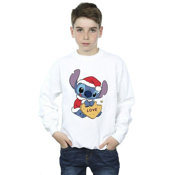 Disney Boys Lilo And Stitch Christmas Love Biscuit Sweatshirt - White