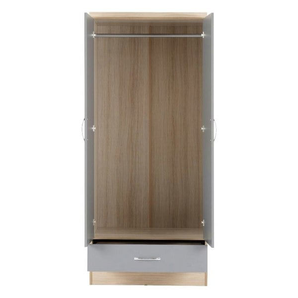 Seconique Nevada 2 Door 1 Drawer Mirrored Wardrobe