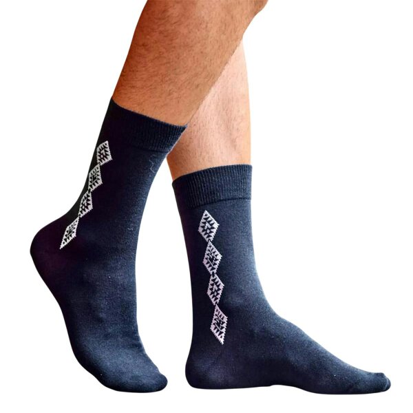 Atlas For Men Mens Patterned Jersey Socks (Pack of 5) - Burgundy/Grey/Navy Blue