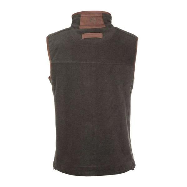 Rear view of the Rydale Men's Huggate Fleece Waistcoat in Khaki