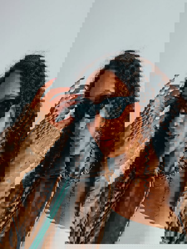 SVNX Black Angular Cat-Eye Sunglasses