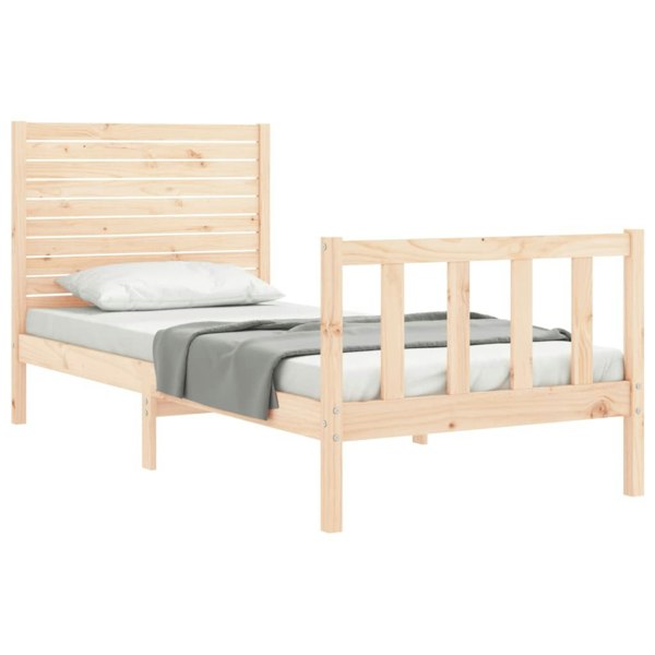 Berkfield Bed Frame with Headboard Single Solid Wood
