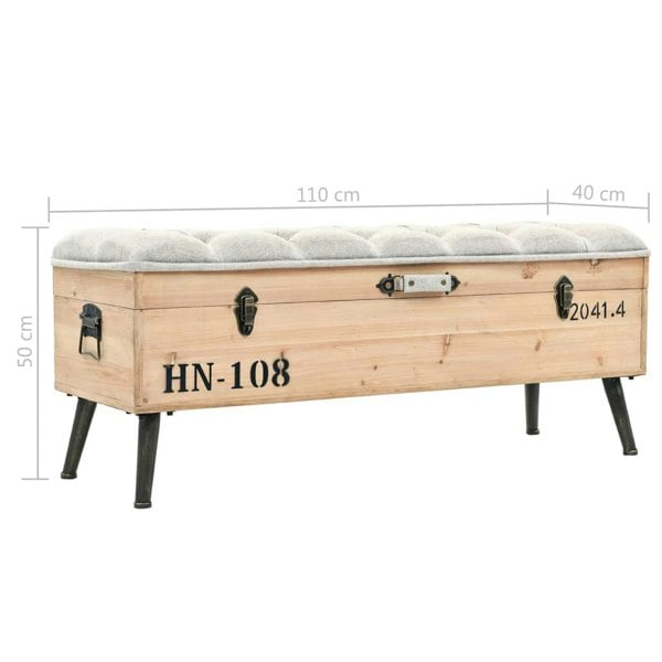 Berkfield Storage Bench 110 cm Solid Firwood