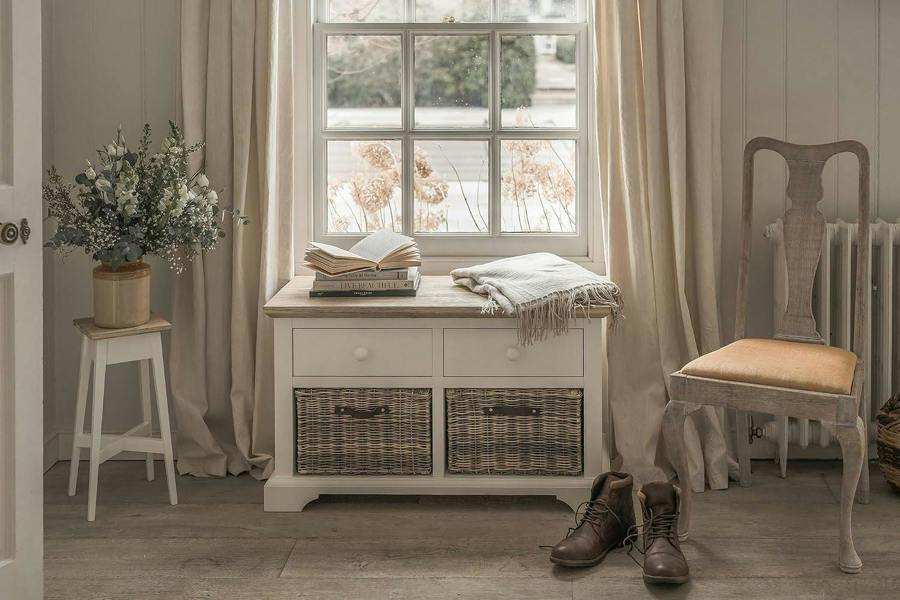 Statement Furniture Florence Storage Bench with 2 Drawers and 2 Baskets Assembled