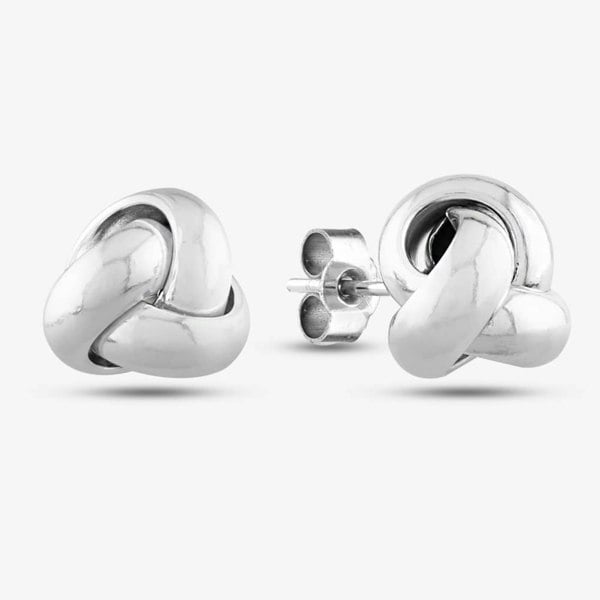 T. H. Baker 9ct White Gold Knot Stud Earrings 5.55.6249