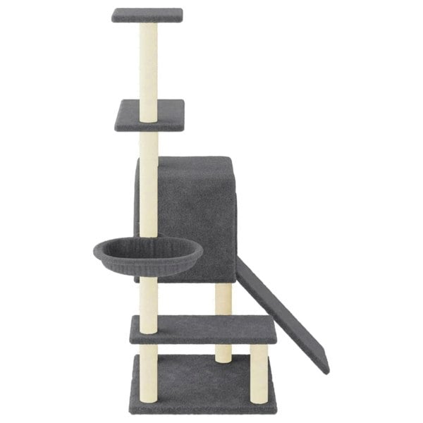 Berkfield Cat Tree with Sisal Scratching Posts Dark Grey 130.5 cm